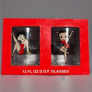 Betty Boop 12 Oz Double Old Fashion Glasses New In Box Is Great Shape
